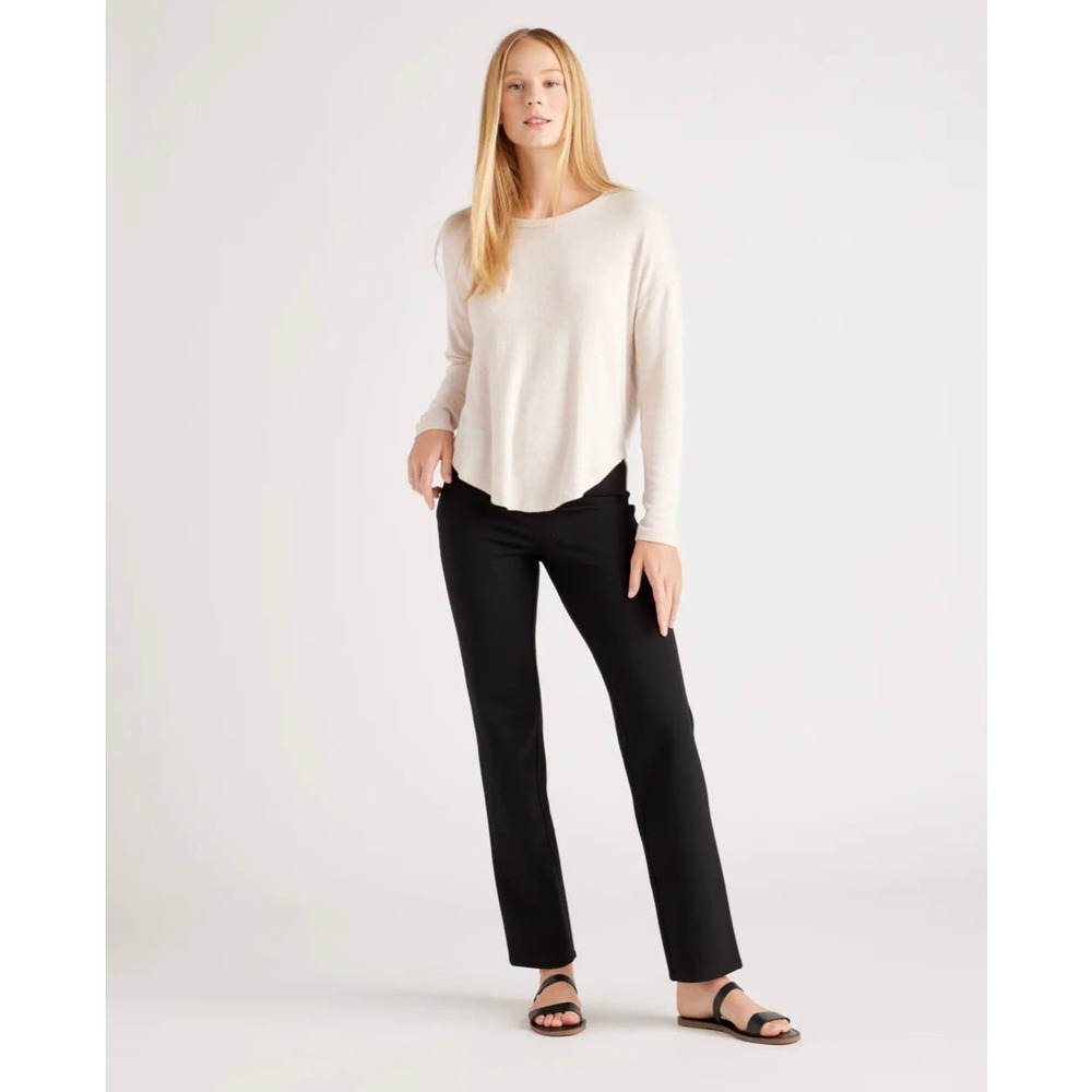 QUINCE Black Ultra Stretch Ponte Straight Leg Pants